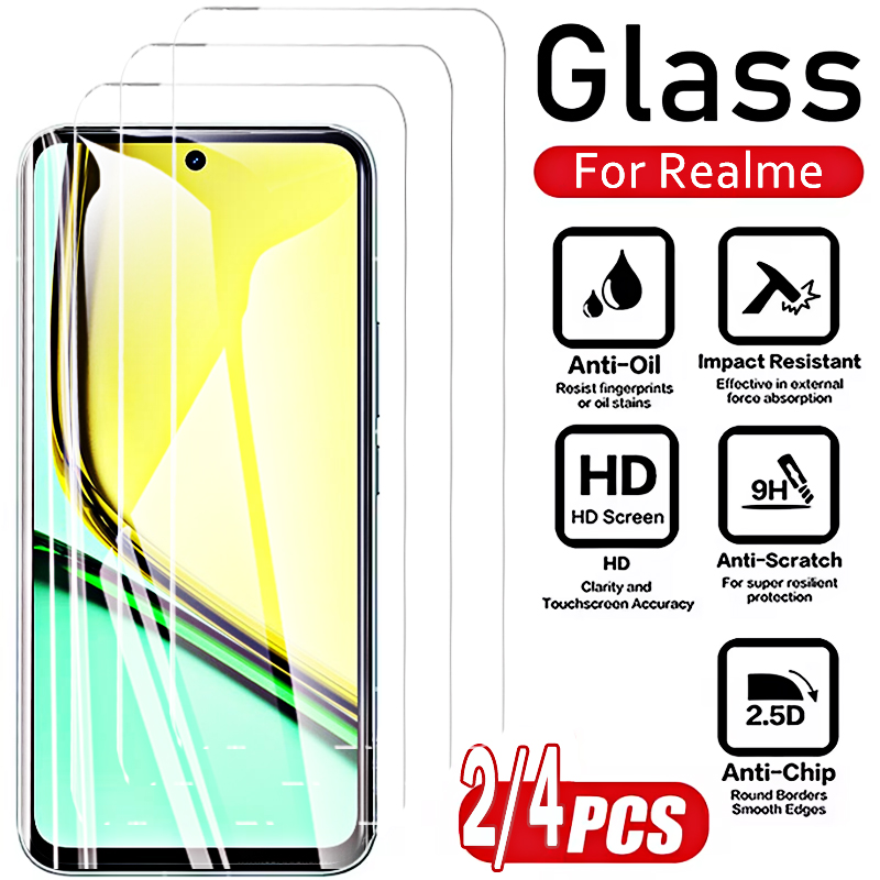 2/4 قطع زجاج أمامي مقوى لهاتف  - مراجعة Realme C67 وسعره